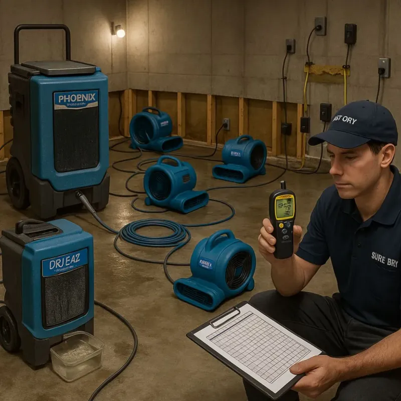 Structural Drying and Dehumidification process in Dover, MA
